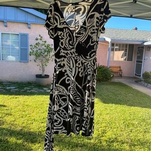 Black and white wrap style dress